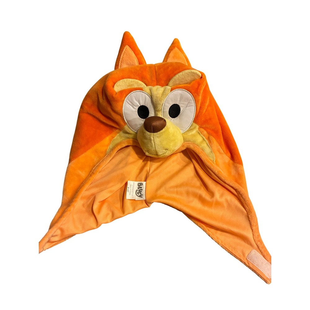 Bluey Bingo Orange Plush Character Trapper Hat Kids Size 3-4T Cosplay Dress Up
